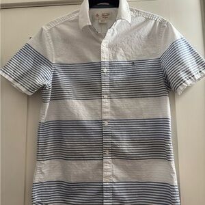 Original Penguin Blue and White Striped Button-Down Shirt